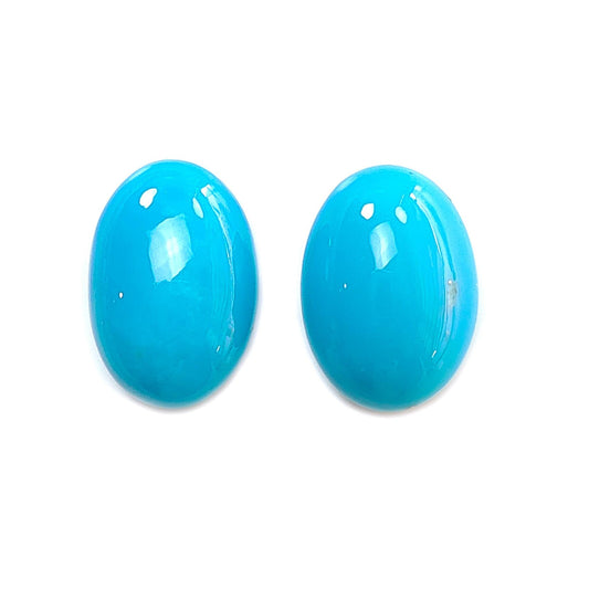 Blue Turquoise Gemstone Cabochon: 30.00cts Natural Sleeping Beauty Arizona Turquoise Oval Shape 20*14mm Pair for Jewelry December Birthstone-Saksham Gems