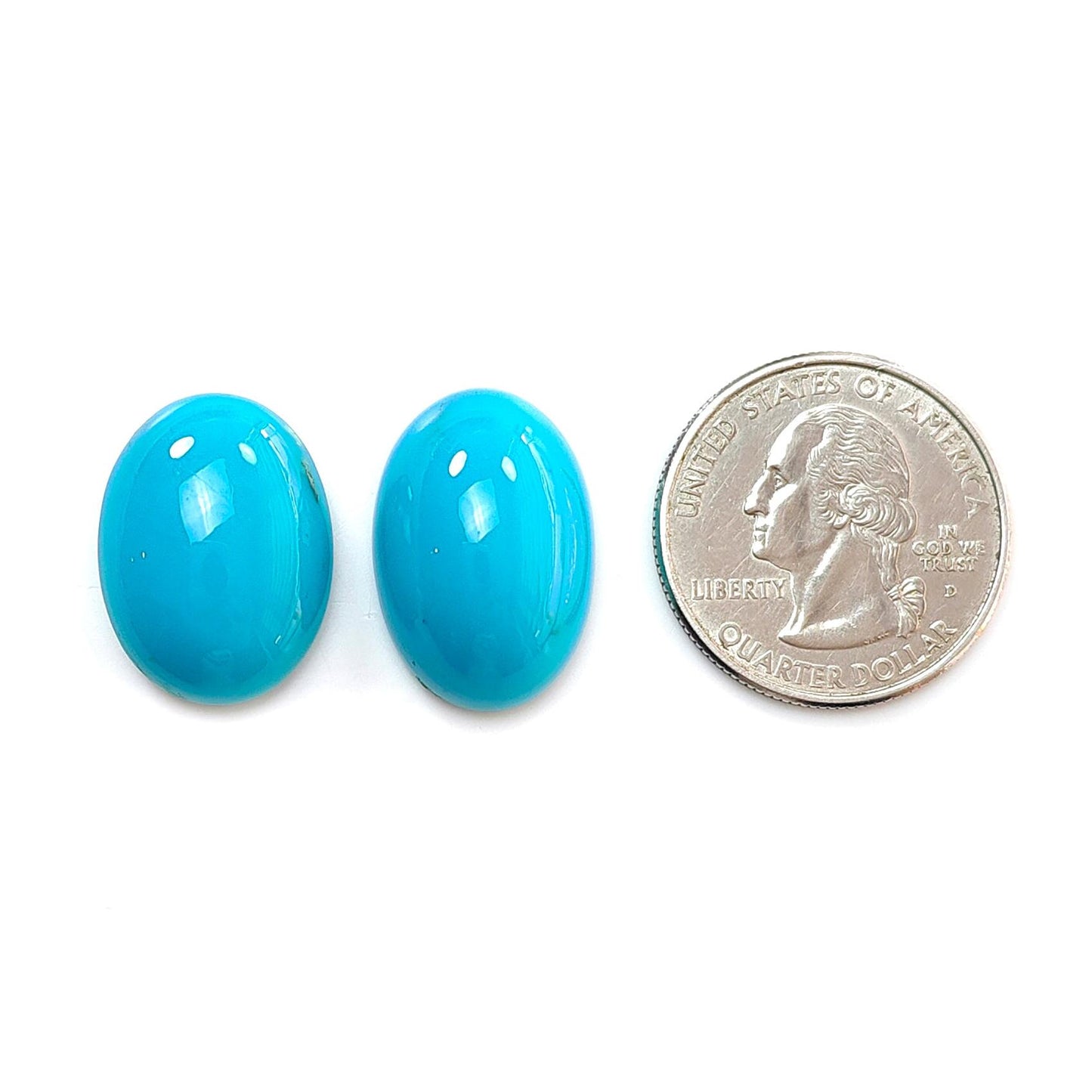32.60cts Natural Sleeping Beauty Arizona Turquoise Oval Shape 20.5*15.5mm-22*15mm 2pcs December Birthstone
