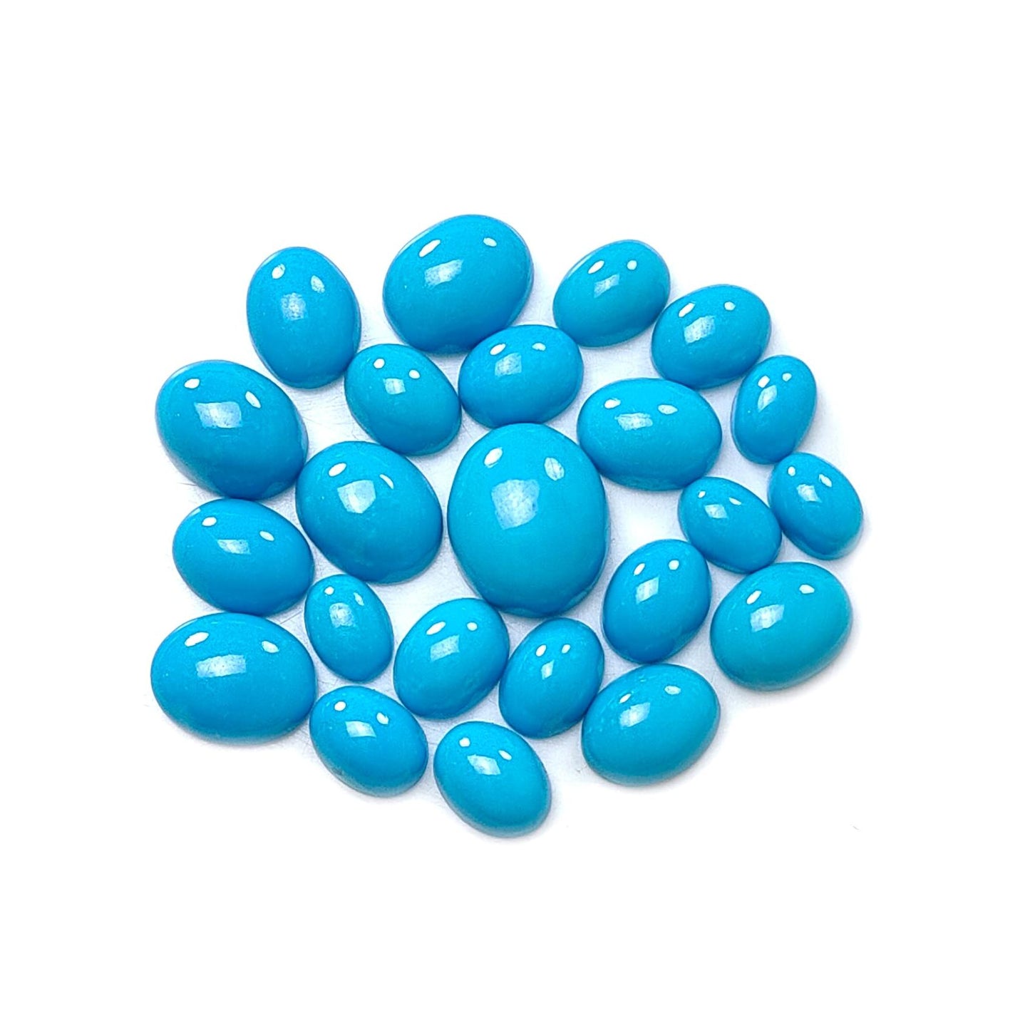 Blue Turquoise Gemstone Cabochon: 40.10cts Natural Sleeping Beauty Arizona Turquoise Oval Shape 7*5mm - 12*10mm 23pc Lot December Birthstone-Saksham Gems