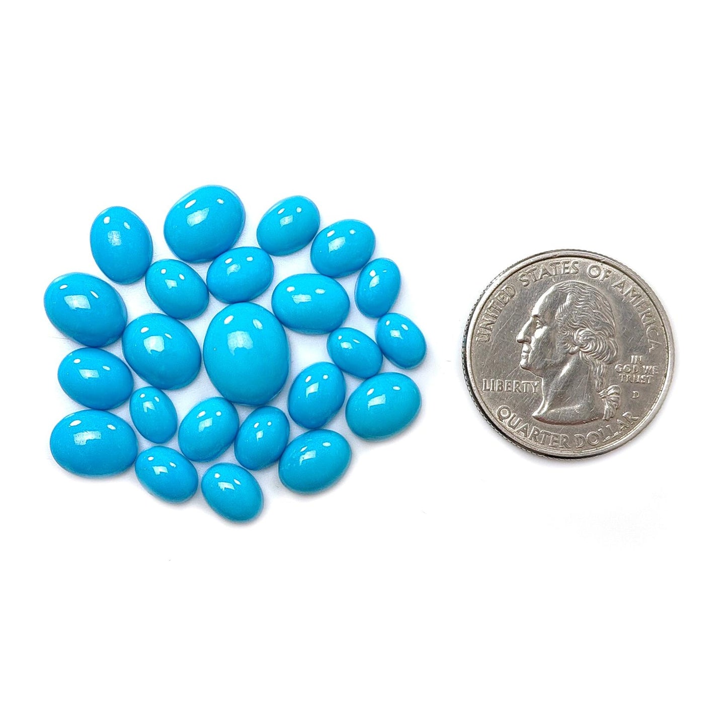 Blue Turquoise Gemstone Cabochon: 40.10cts Natural Sleeping Beauty Arizona Turquoise Oval Shape 7*5mm - 12*10mm 23pc Lot December Birthstone
