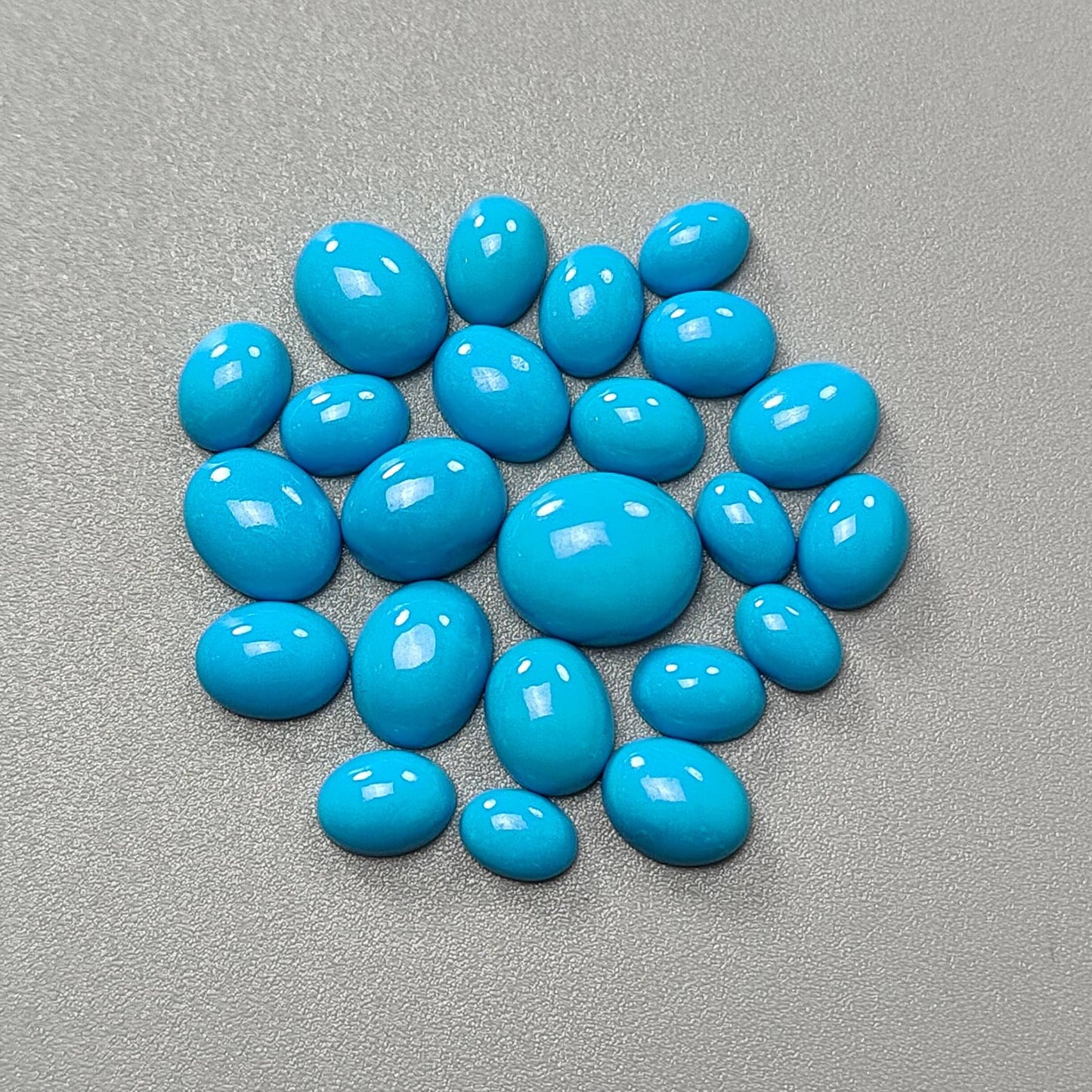 Blue Turquoise Gemstone Cabochon: 40.10cts Natural Sleeping Beauty Arizona Turquoise Oval Shape 7*5mm - 12*10mm 23pc Lot December Birthstone