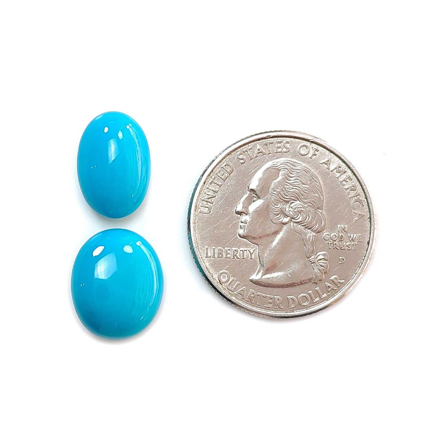 Blue Turquoise Gemstone Cabochon: Natural Untreated Sleeping Beauty Turquoise Oval, Round Shape 2pcs Set December Birthstone