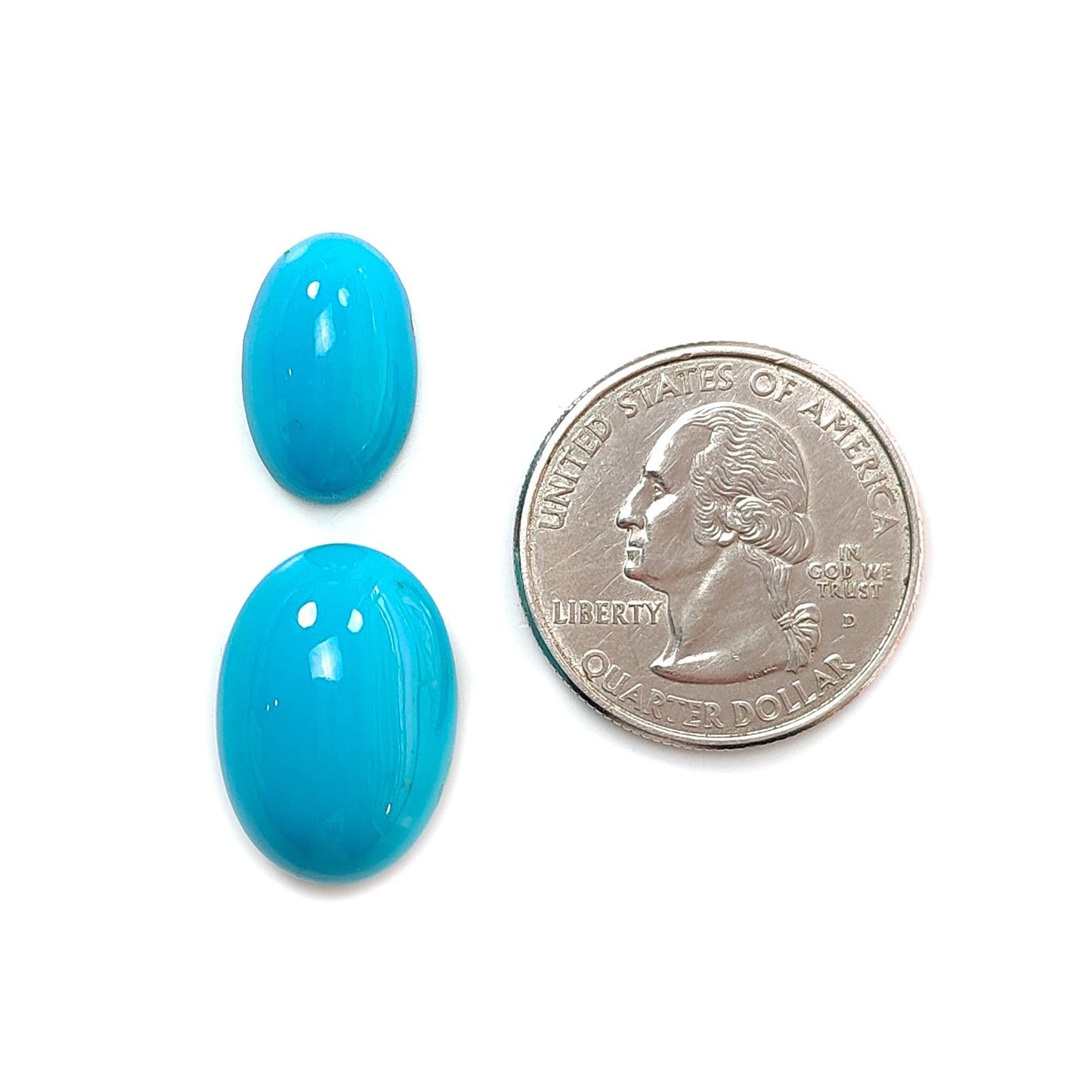 Blue Turquoise Gemstone Cabochon: Natural Untreated Sleeping Beauty Turquoise Oval, Round Shape 2pcs Set December Birthstone