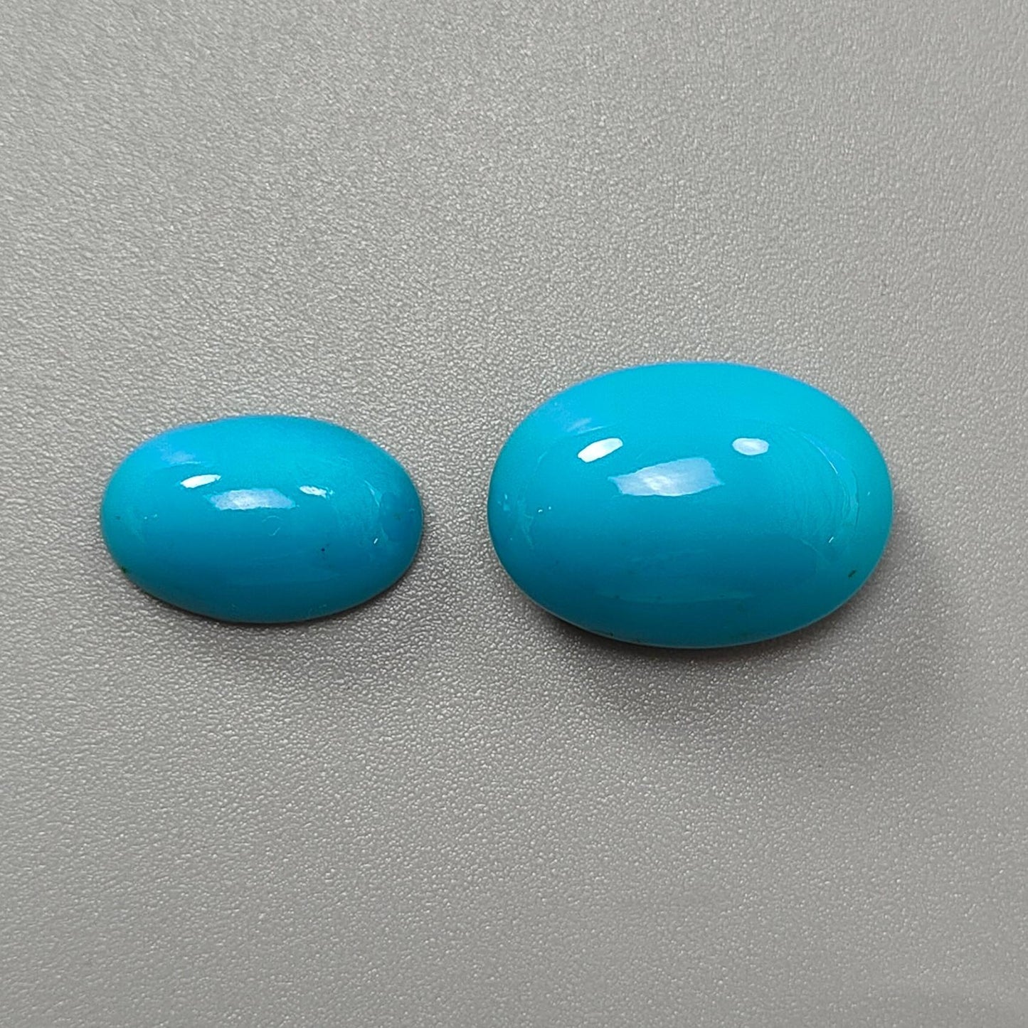 Blue Turquoise Gemstone Cabochon: Natural Untreated Sleeping Beauty Turquoise Oval, Round Shape 2pcs Set December Birthstone
