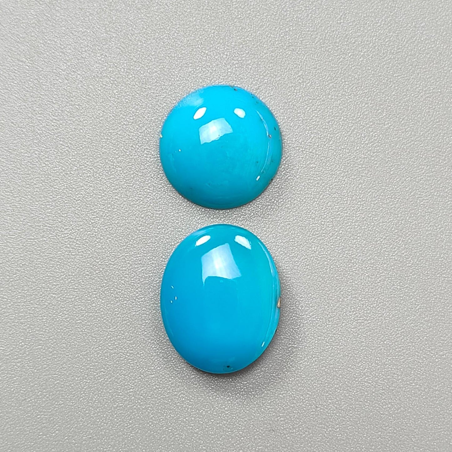 Blue Turquoise Gemstone Cabochon: Natural Untreated Sleeping Beauty Turquoise Oval, Round Shape 2pcs Set December Birthstone