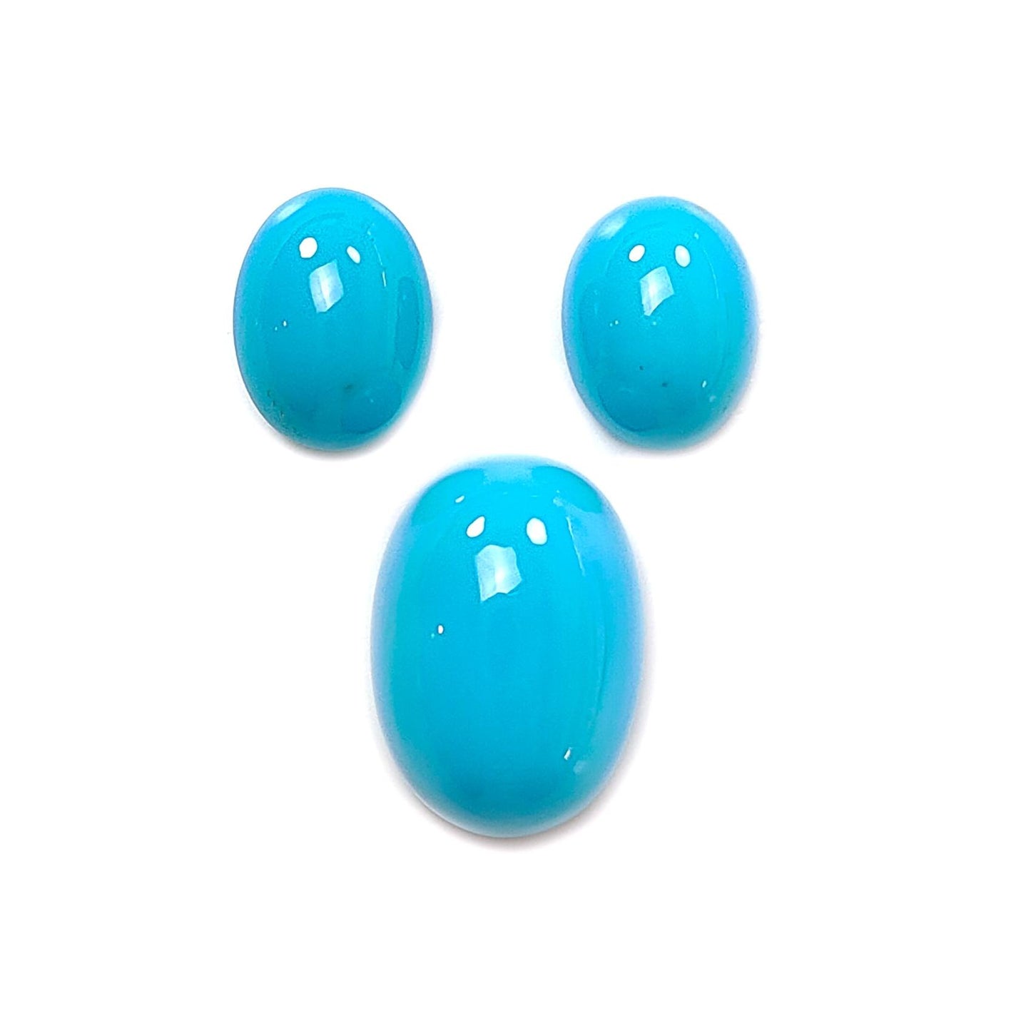 Blue Turquoise Gemstone Cabochon: Natural Untreated Sleeping Beauty Turquoise Oval, Cushion Shape 3pcs Set December Birthstone