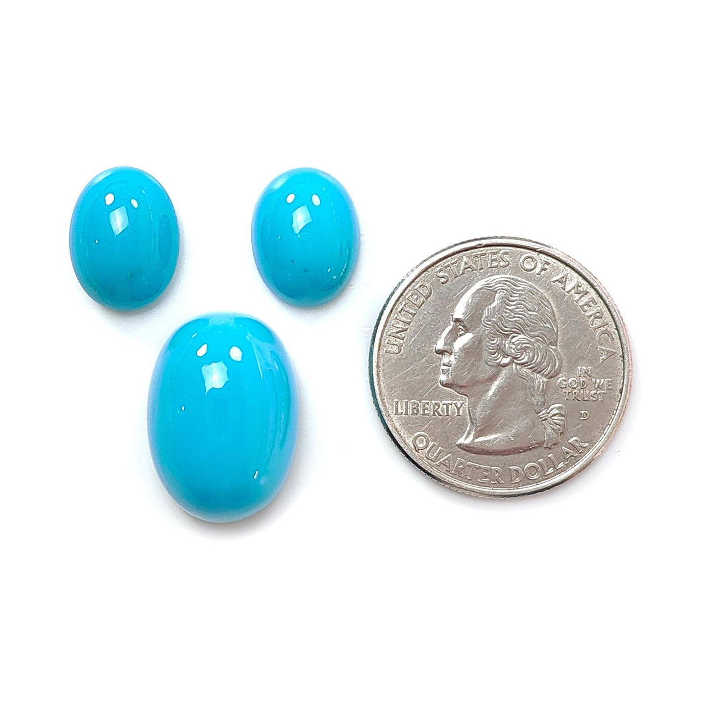 Blue Turquoise Gemstone Cabochon: Natural Untreated Sleeping Beauty Turquoise Oval, Cushion Shape 3pcs Set December Birthstone