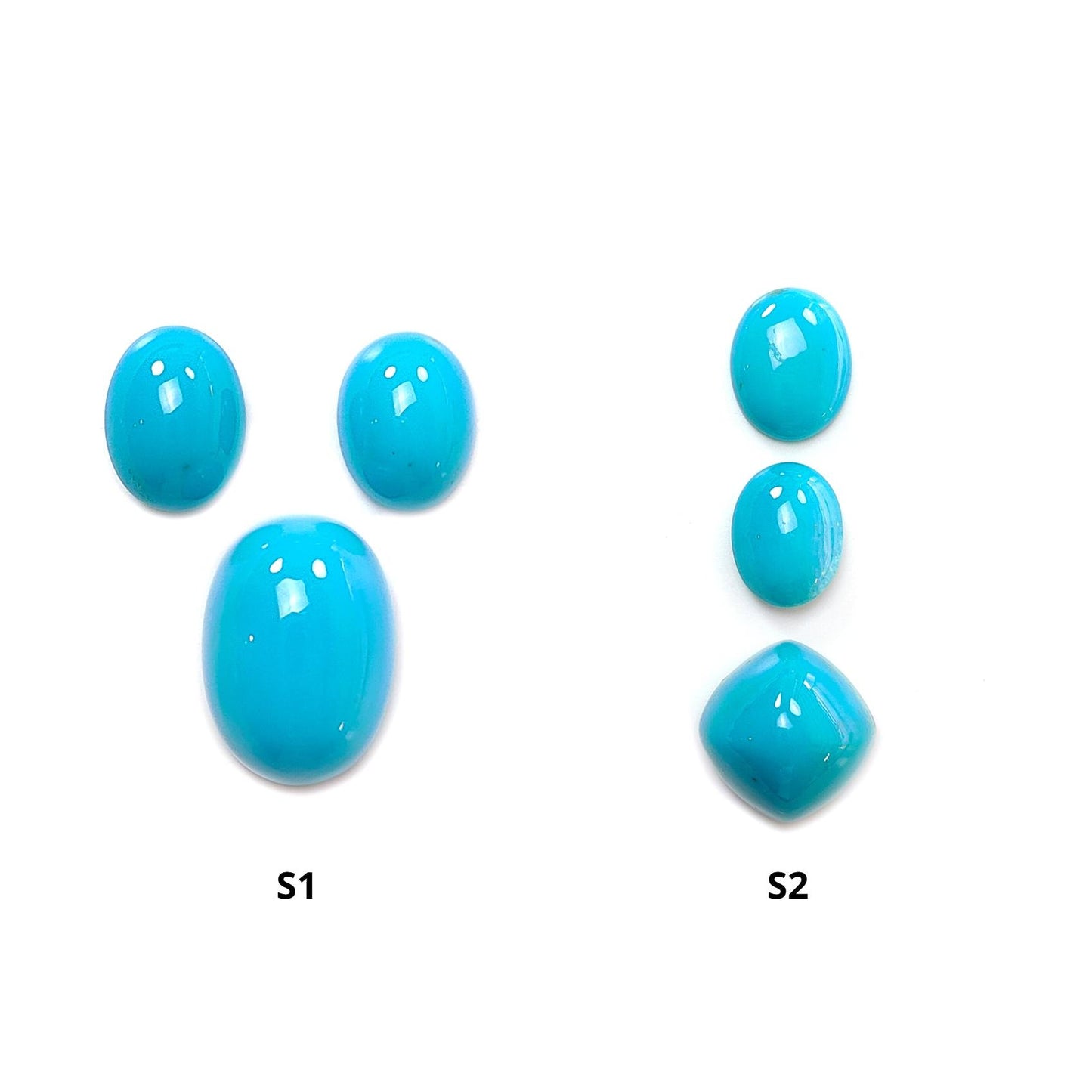 Blue Turquoise Gemstone Cabochon: Natural Untreated Sleeping Beauty Turquoise Oval, Cushion Shape 3pcs Set December Birthstone-Saksham Gems