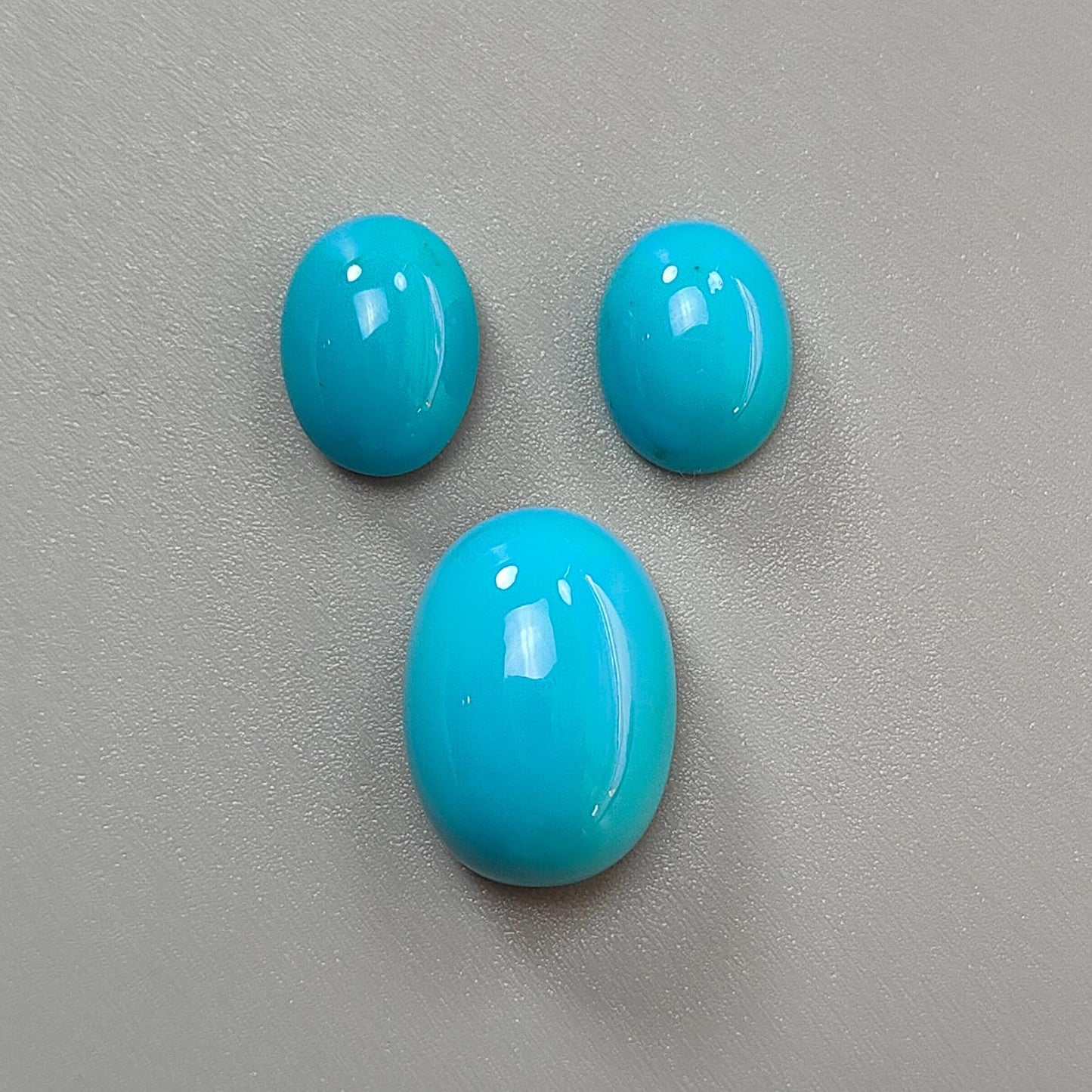 Blue Turquoise Gemstone Cabochon: Natural Untreated Sleeping Beauty Turquoise Oval, Cushion Shape 3pcs Set December Birthstone
