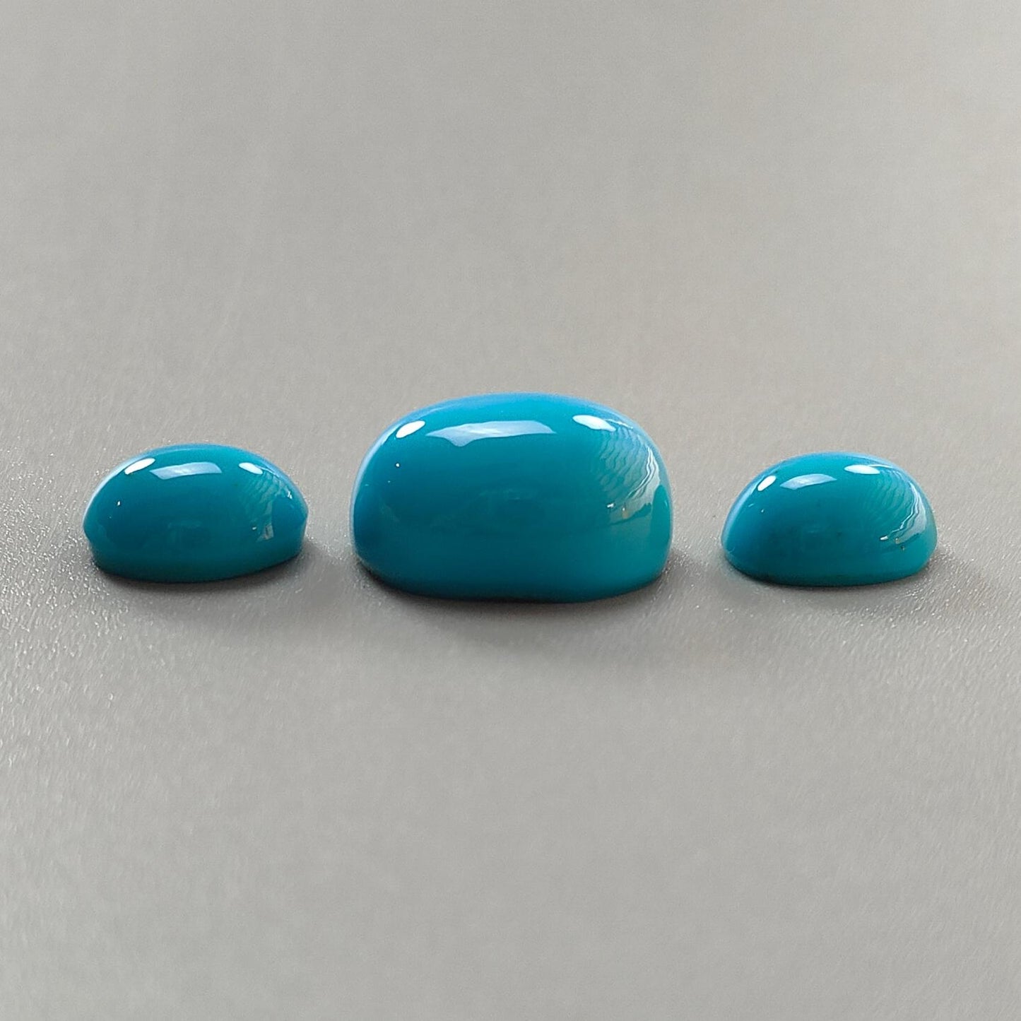 Blue Turquoise Gemstone Cabochon: Natural Untreated Sleeping Beauty Turquoise Oval, Cushion Shape 3pcs Set December Birthstone