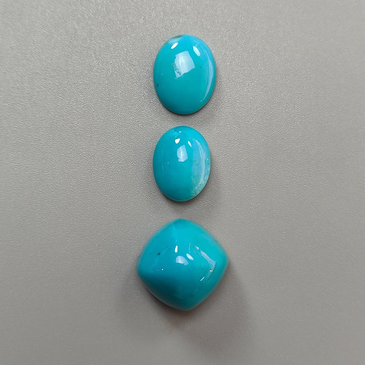Blue Turquoise Gemstone Cabochon: Natural Untreated Sleeping Beauty Turquoise Oval, Cushion Shape 3pcs Set December Birthstone