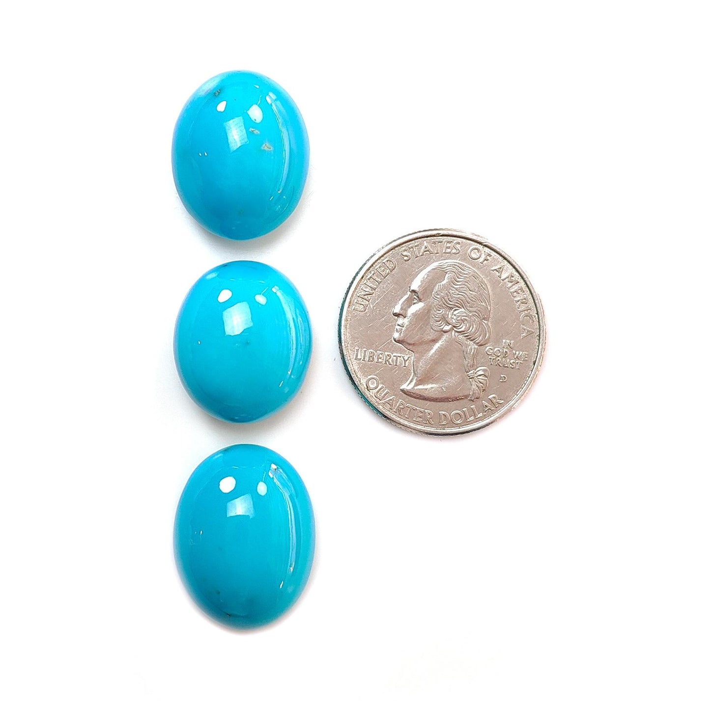 Blue Turquoise Gemstone Cabochon: Natural Untreated Sleeping Beauty Turquoise Oval Shape 3pcs Set December Birthstone