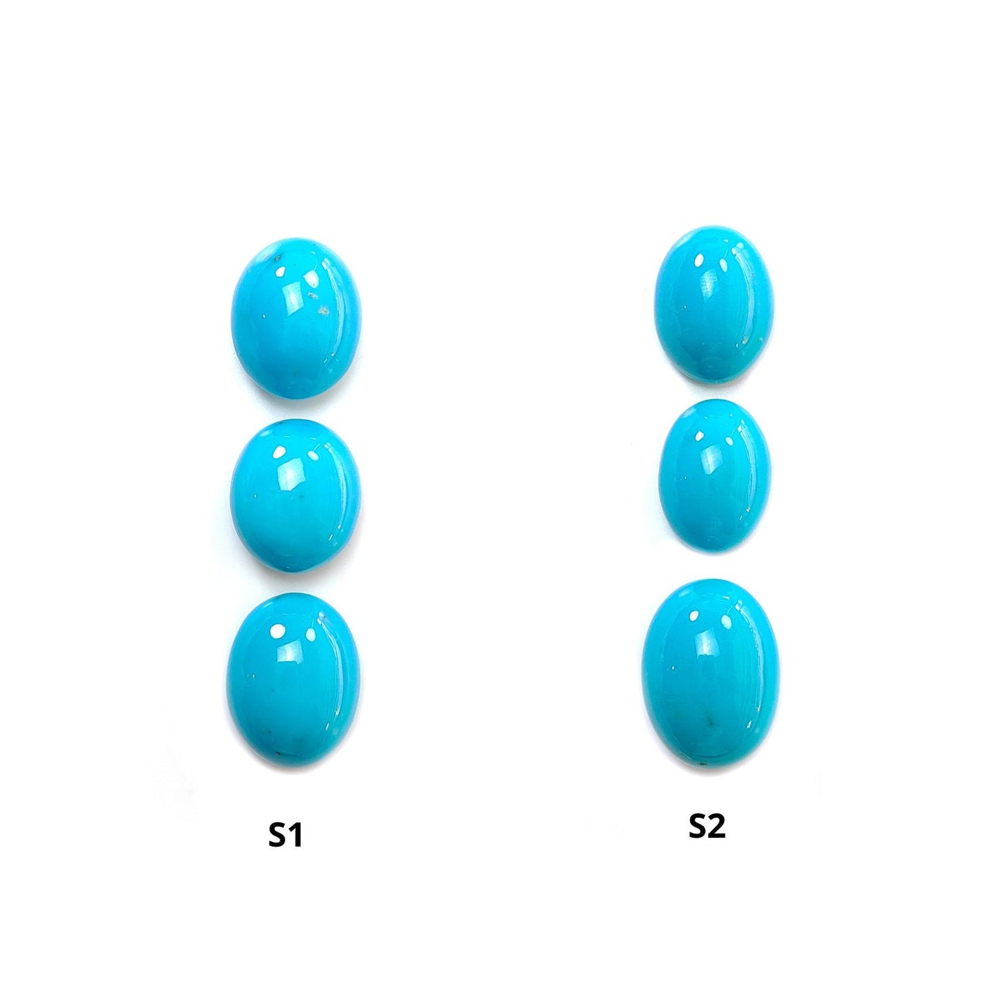 Blue Turquoise Gemstone Cabochon: Natural Untreated Sleeping Beauty Turquoise Oval Shape 3pcs Set December Birthstone-Saksham Gems