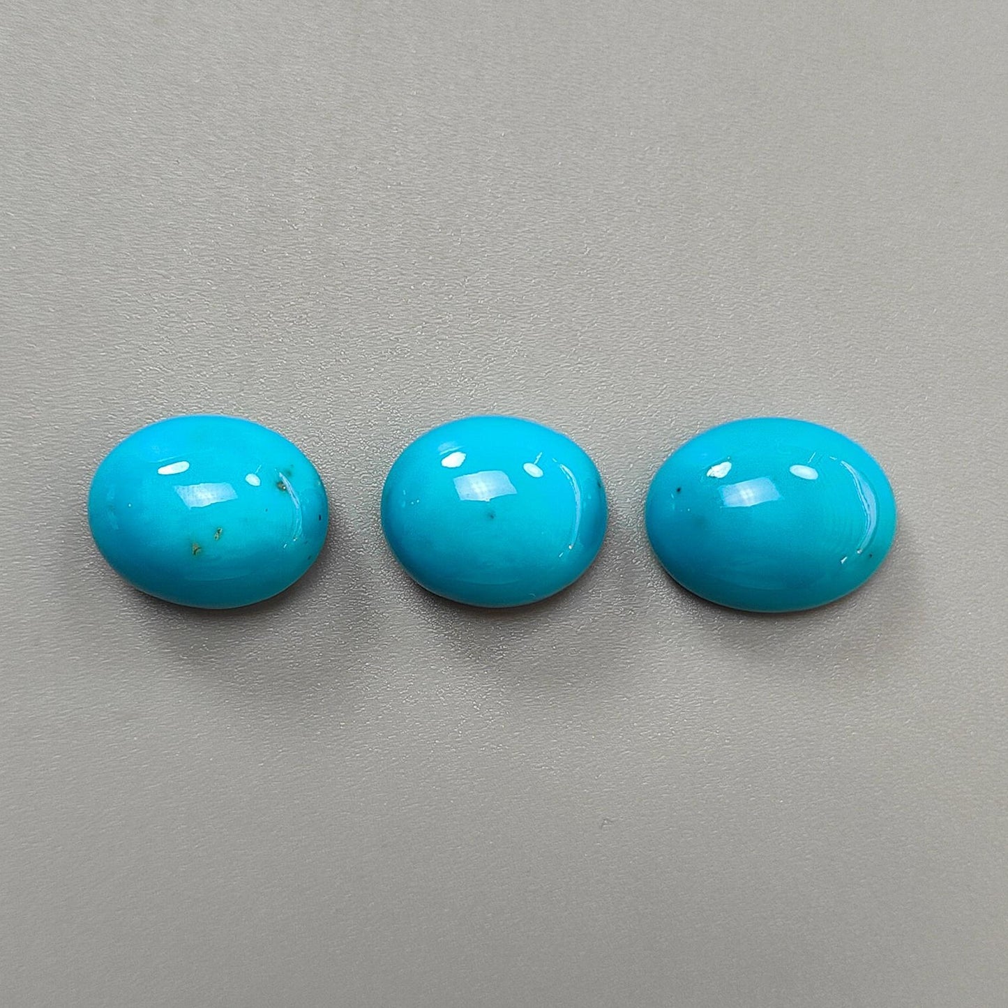 Blue Turquoise Gemstone Cabochon: Natural Untreated Sleeping Beauty Turquoise Oval Shape 3pcs Set December Birthstone