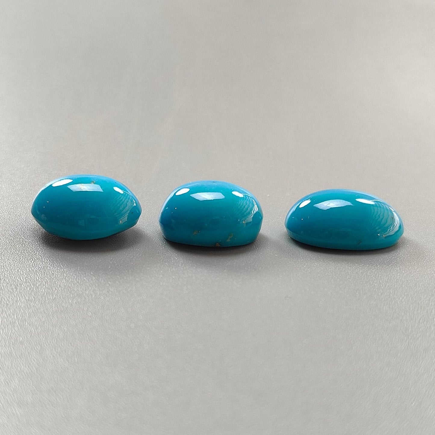 Blue Turquoise Gemstone Cabochon: Natural Untreated Sleeping Beauty Turquoise Oval Shape 3pcs Set December Birthstone