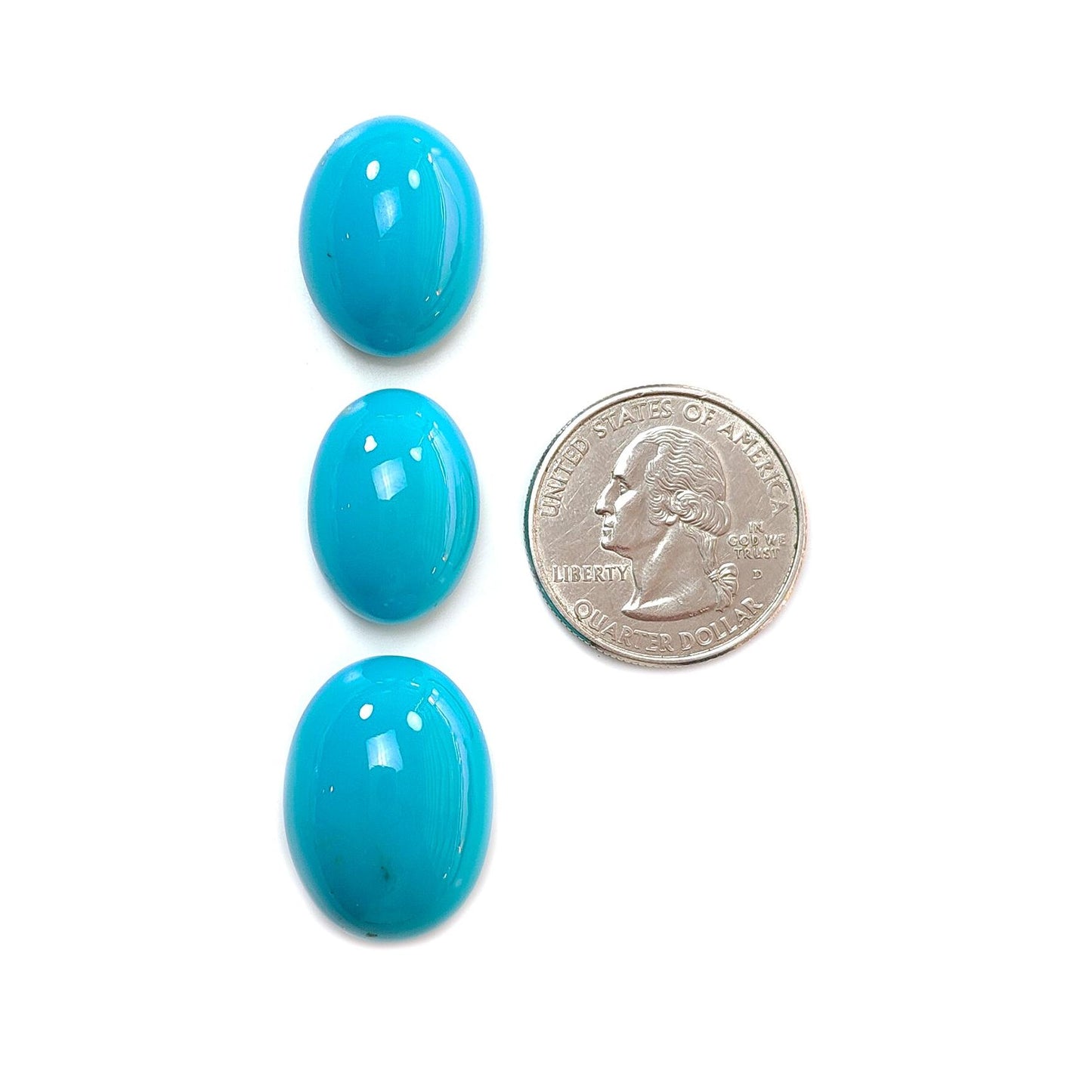 Blue Turquoise Gemstone Cabochon: Natural Untreated Sleeping Beauty Turquoise Oval Shape 3pcs Set December Birthstone