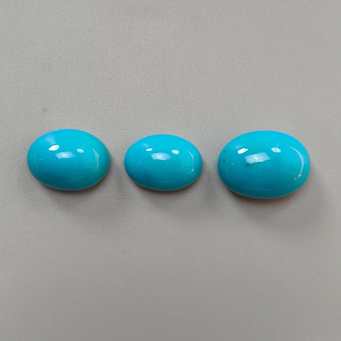 Blue Turquoise Gemstone Cabochon: Natural Untreated Sleeping Beauty Turquoise Oval Shape 3pcs Set December Birthstone