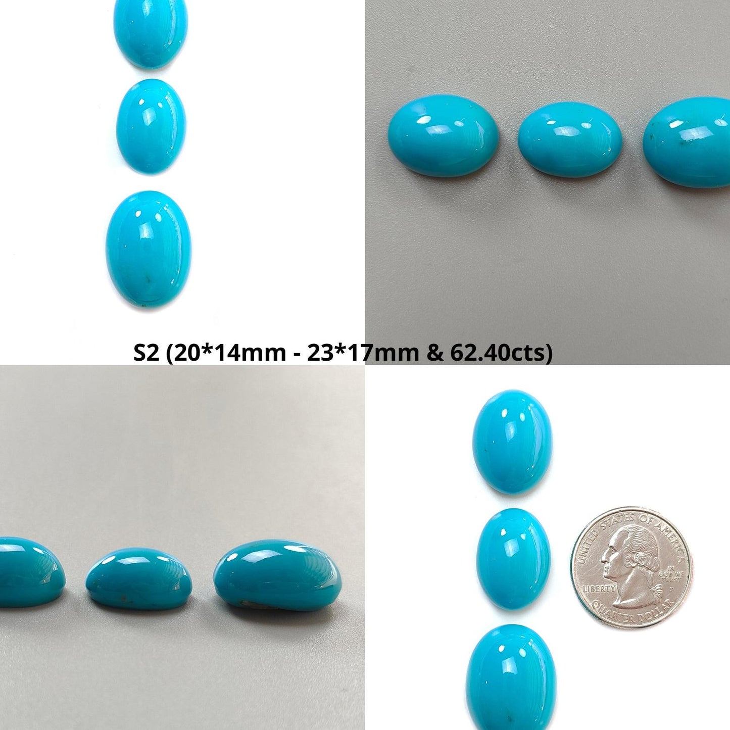 Blue Turquoise Gemstone Cabochon: Natural Untreated Sleeping Beauty Turquoise Oval Shape 3pcs Set December Birthstone