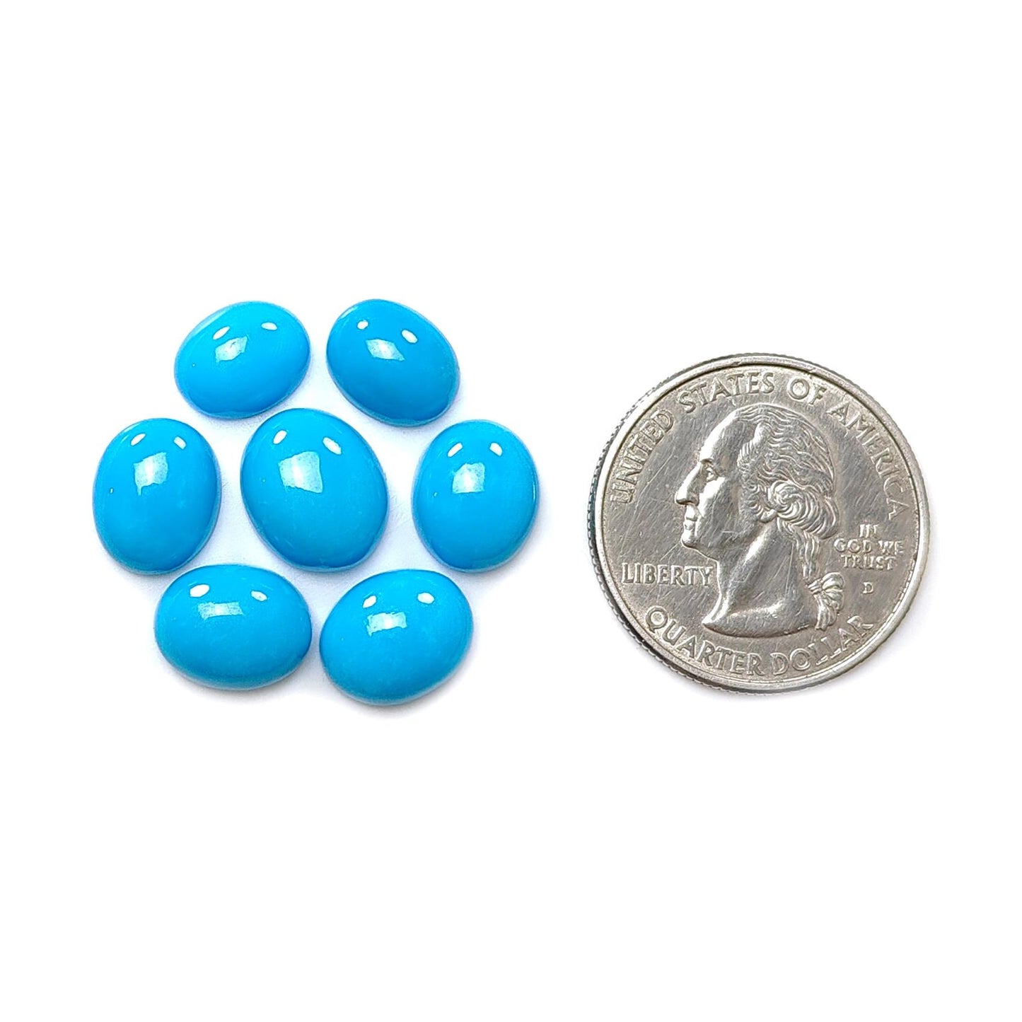 Blue Turquoise Gemstone Cabochon: 25.10cts Natural Sleeping Beauty Arizona Turquoise Oval Shape 10*8mm - 12*10mm 7pc Lot December Birthstone