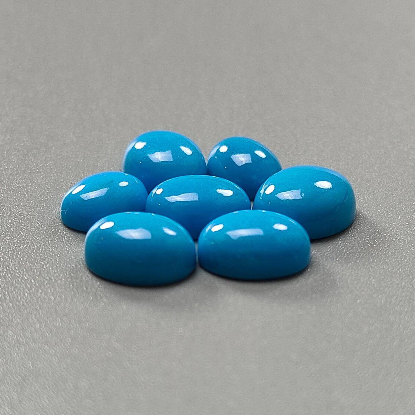 Blue Turquoise Gemstone Cabochon: 25.10cts Natural Sleeping Beauty Arizona Turquoise Oval Shape 10*8mm - 12*10mm 7pc Lot December Birthstone