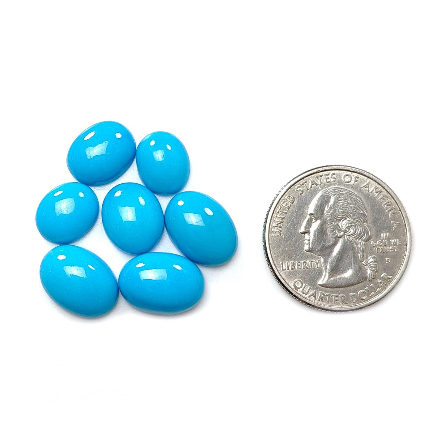 Blue Turquoise Gemstone Cabochon: 30.00cts Natural Sleeping Beauty Arizona Turquoise Oval Shape 11*9mm - 14*10mm 7pc Lot December Birthstone