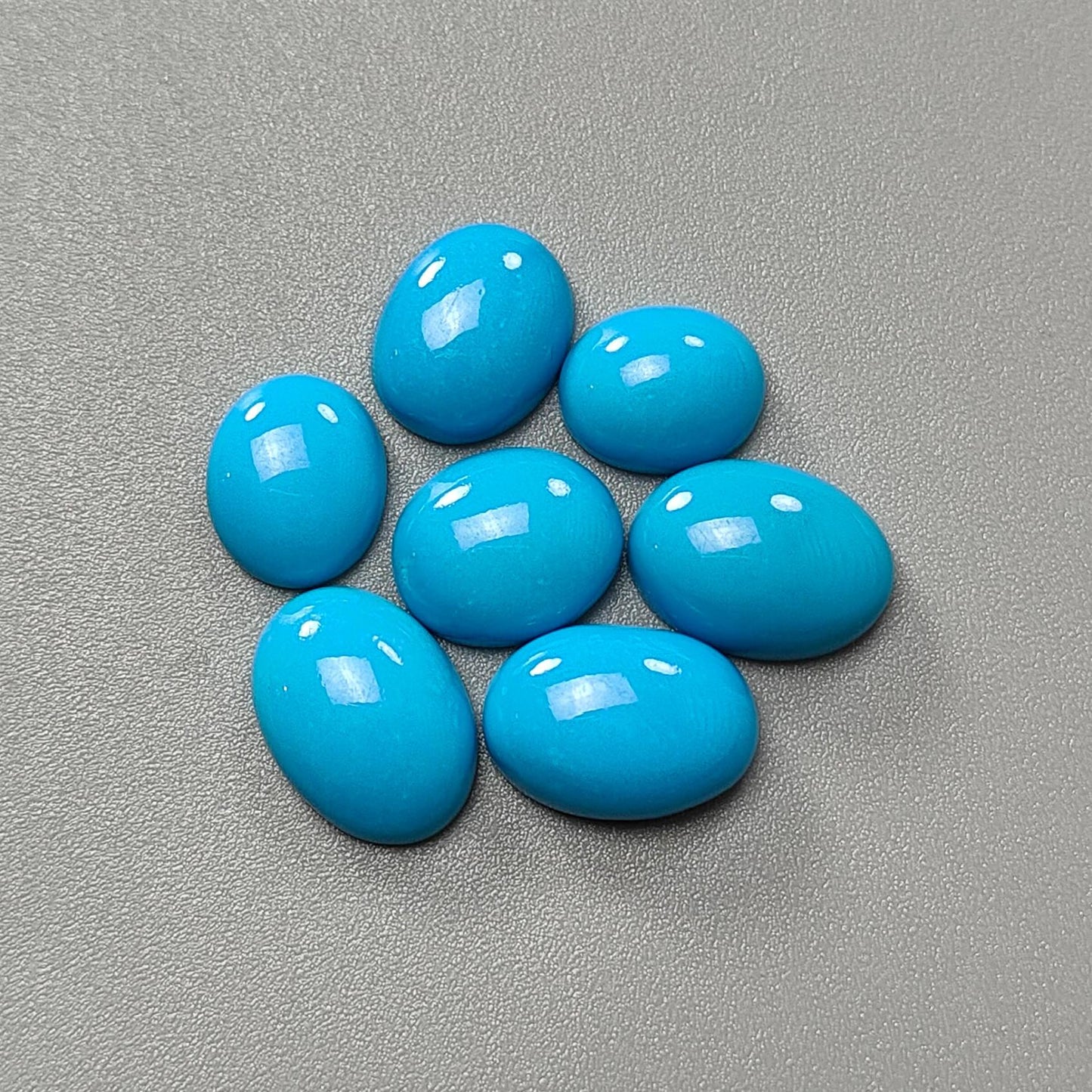 Blue Turquoise Gemstone Cabochon: 30.00cts Natural Sleeping Beauty Arizona Turquoise Oval Shape 11*9mm - 14*10mm 7pc Lot December Birthstone