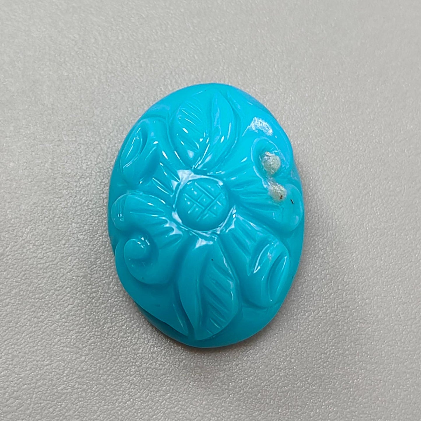 Blue Turquoise Gemstone Carving: 11.30cts Natural Turquoise Hand Carved Oval Shape Cabochon 18*14mm 1pc for Jewelry December Birthstone