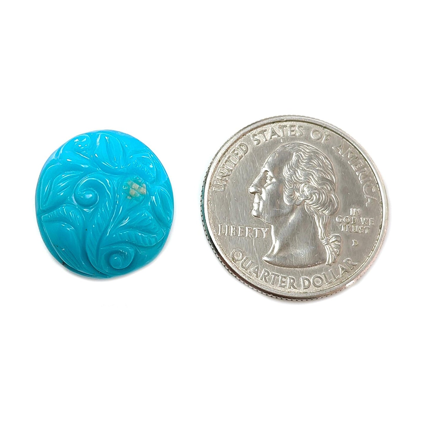 Blue Turquoise Gemstone Carving: 14.80cts Natural Turquoise Hand Carved Oval Shape Cabochon 19*17mm 1pc for Jewelry December Birthstone