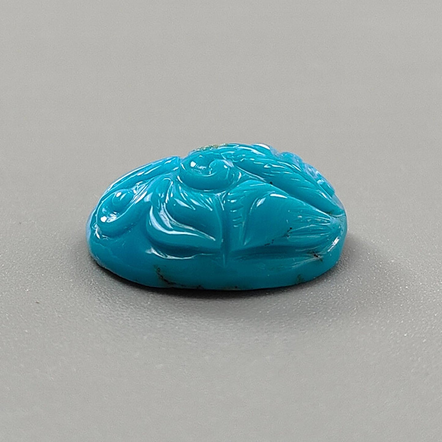 Blue Turquoise Gemstone Carving: 14.80cts Natural Turquoise Hand Carved Oval Shape Cabochon 19*17mm 1pc for Jewelry December Birthstone