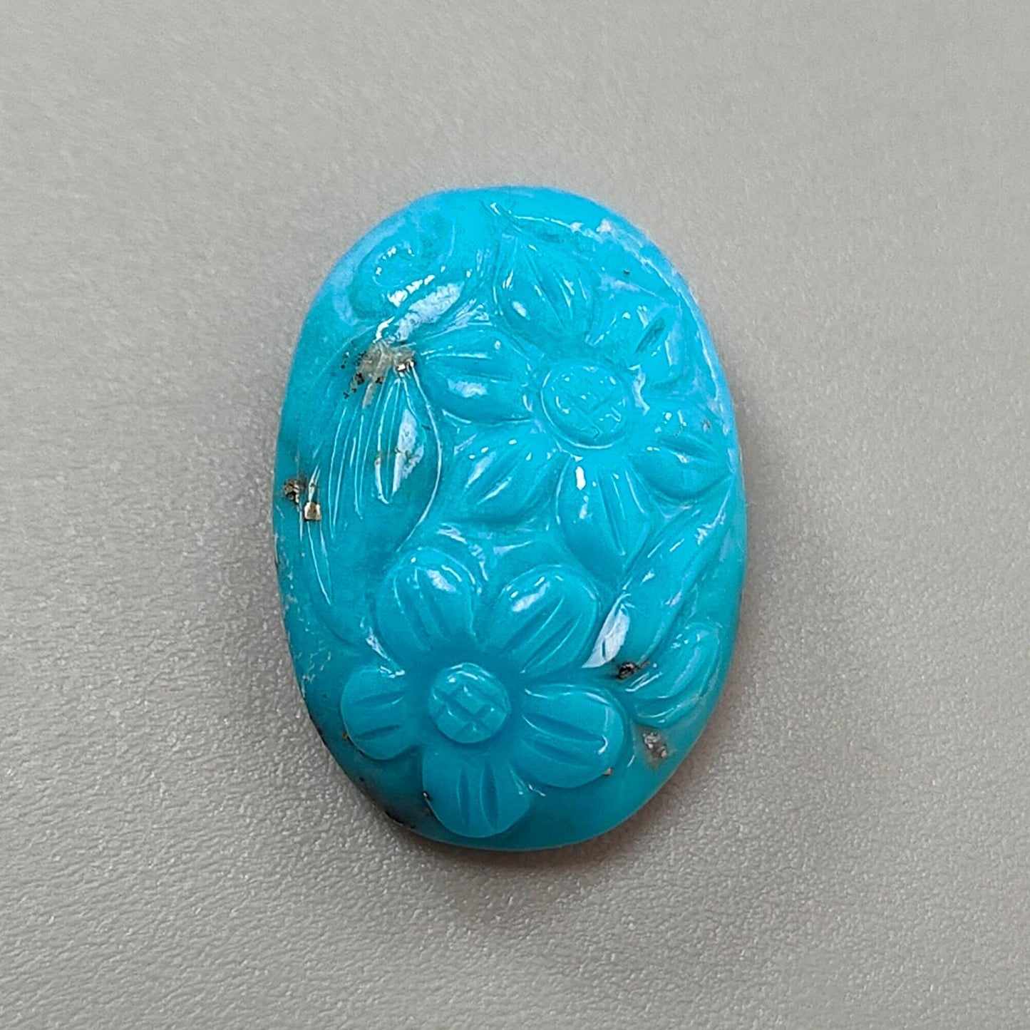 Blue Turquoise Gemstone Carving: 19.20cts Natural Turquoise Hand Carved Oval Shape Cabochon 22*16mm 1pc for Jewelry December Birthstone