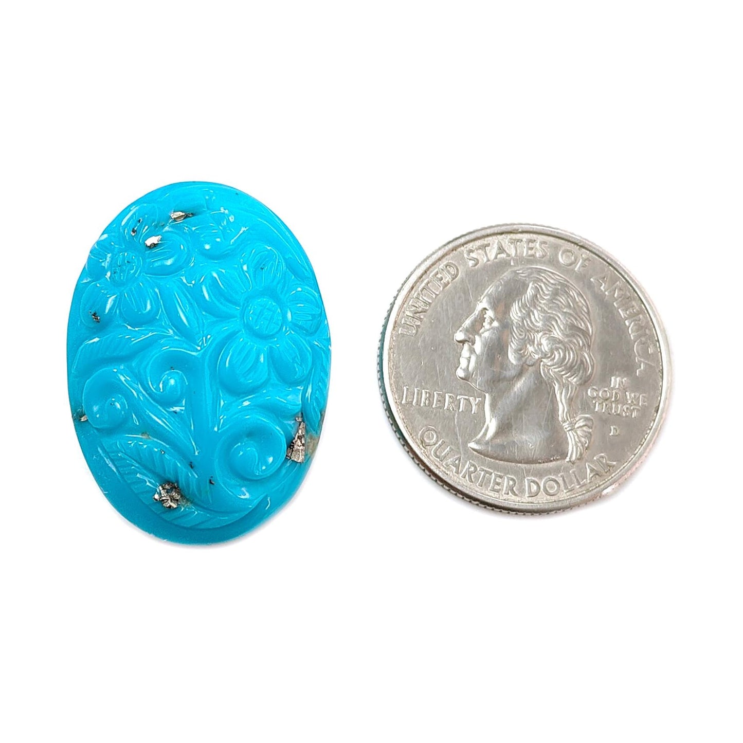 Blue Turquoise Gemstone Carving: 37.80cts Natural Turquoise Hand Carved Oval Shape Cabochon 29*20mm 1pc for Jewelry December Birthstone