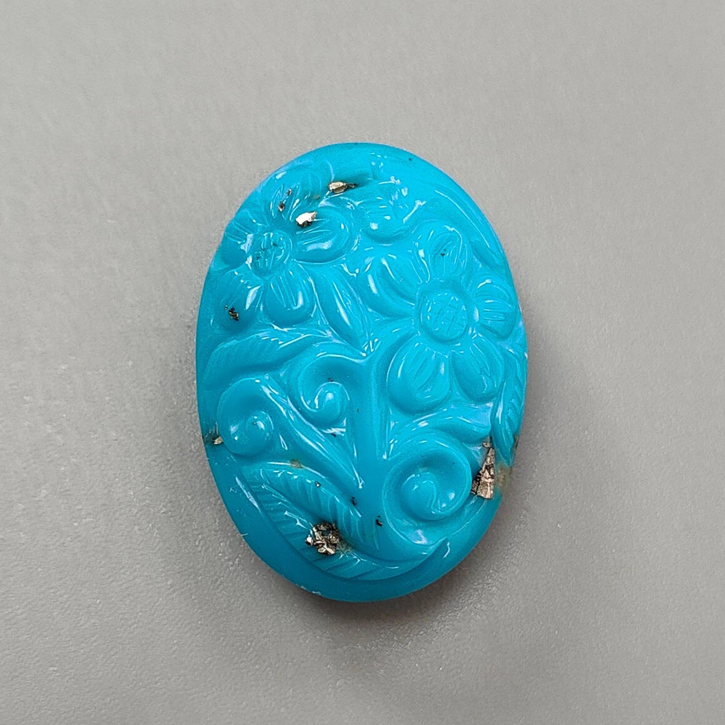 Blue Turquoise Gemstone Carving: 37.80cts Natural Turquoise Hand Carved Oval Shape Cabochon 29*20mm 1pc for Jewelry December Birthstone