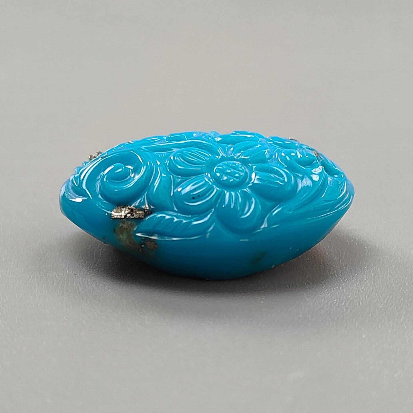 Blue Turquoise Gemstone Carving: 37.80cts Natural Turquoise Hand Carved Oval Shape Cabochon 29*20mm 1pc for Jewelry December Birthstone