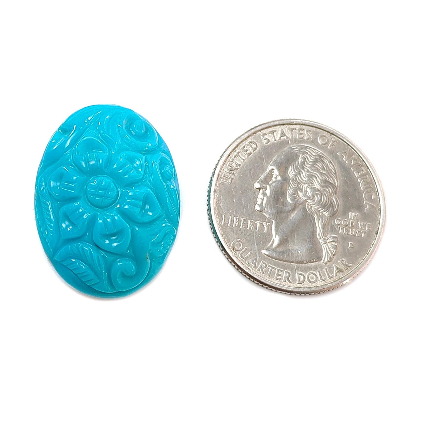 Blue Turquoise Gemstone Carving: 28.80cts Natural Turquoise Hand Carved Oval Shape Cabochon 26*19mm 1pc for Jewelry December Birthstone