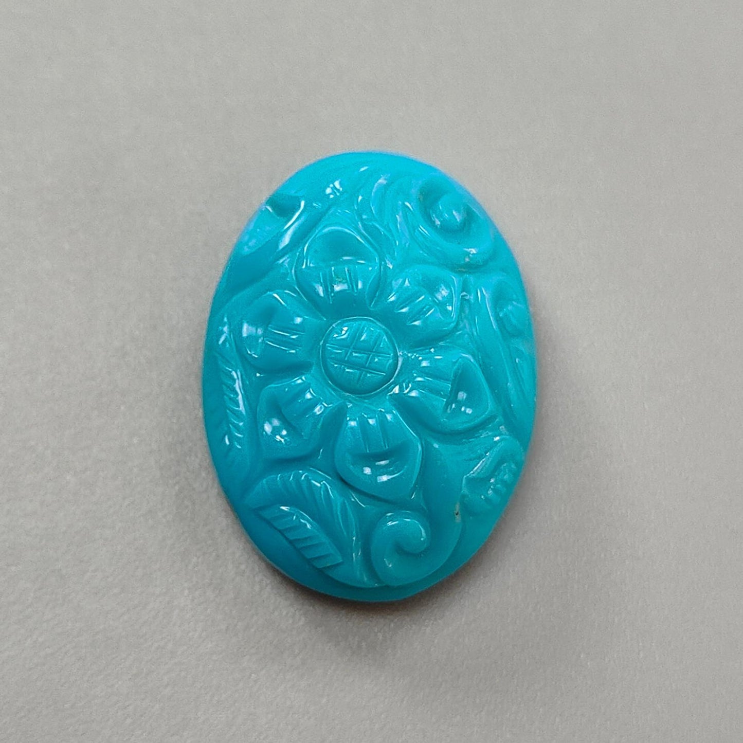 Blue Turquoise Gemstone Carving: 28.80cts Natural Turquoise Hand Carved Oval Shape Cabochon 26*19mm 1pc for Jewelry December Birthstone
