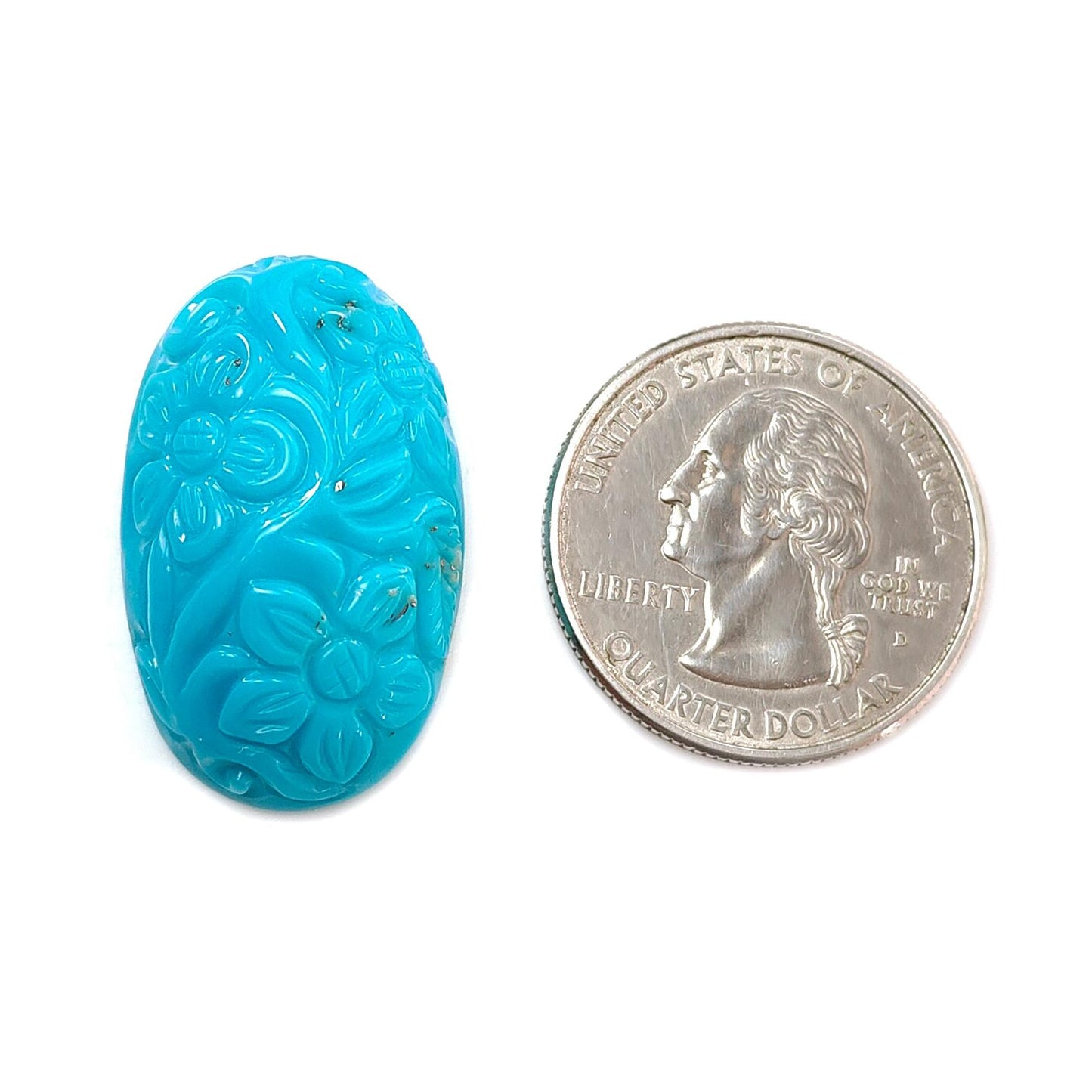 Blue Turquoise Gemstone Carving: 30.00cts Natural Turquoise Hand Carved Oval Shape Cabochon 30*18mm 1pc for Jewelry December Birthstone
