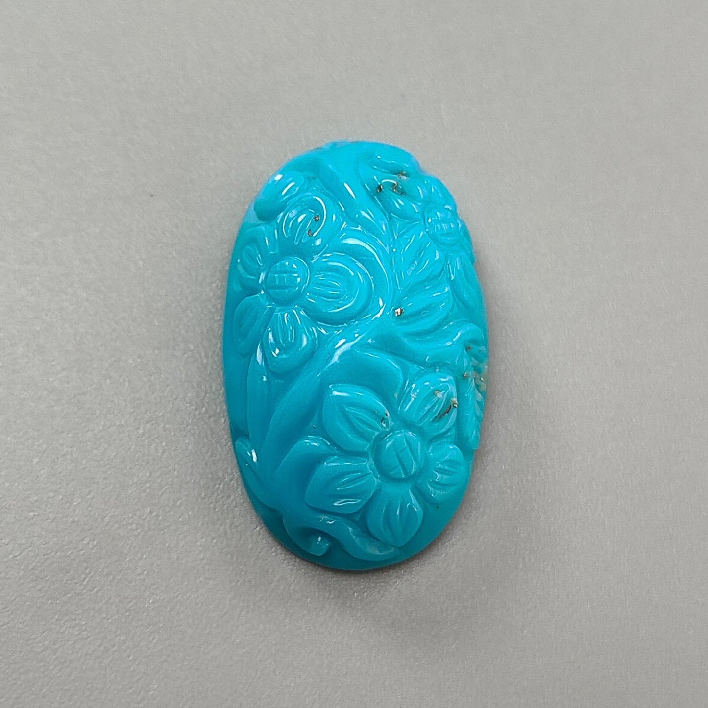 Blue Turquoise Gemstone Carving: 30.00cts Natural Turquoise Hand Carved Oval Shape Cabochon 30*18mm 1pc for Jewelry December Birthstone