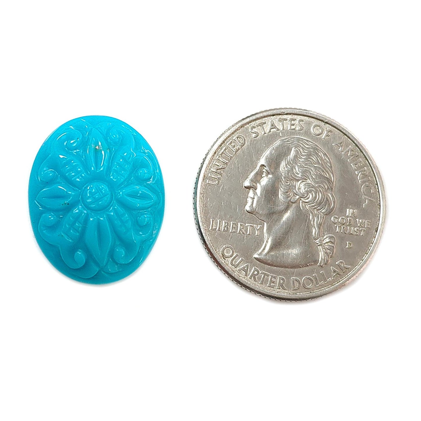 Blue Turquoise Gemstone Carving: 9.70cts Natural Turquoise Hand Carved Oval Shape Cabochon 21*17mm 1pc for Jewelry December Birthstone