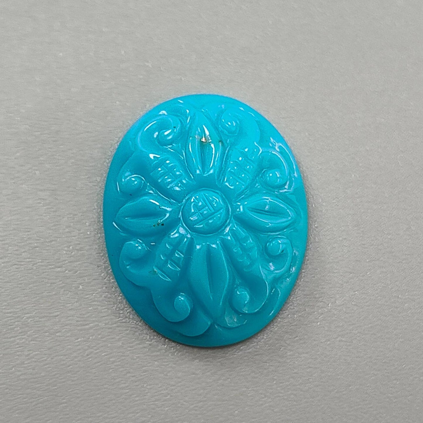 Blue Turquoise Gemstone Carving: 9.70cts Natural Turquoise Hand Carved Oval Shape Cabochon 21*17mm 1pc for Jewelry December Birthstone