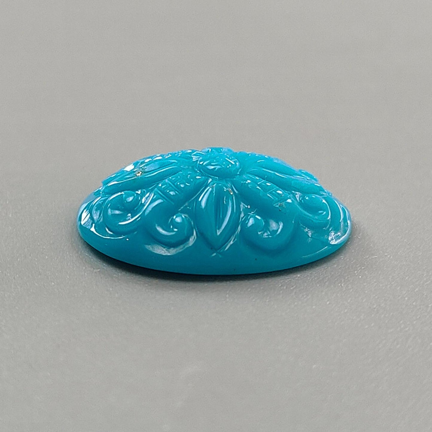 Blue Turquoise Gemstone Carving: 9.70cts Natural Turquoise Hand Carved Oval Shape Cabochon 21*17mm 1pc for Jewelry December Birthstone