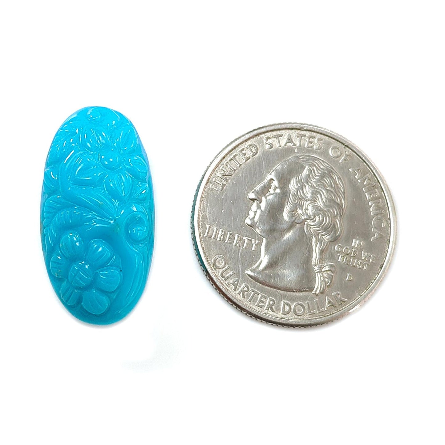 Blue Turquoise Gemstone Carving: 15.70cts Natural Turquoise Hand Carved Oval Shape Cabochon 25*13mm 1pc for Jewelry December Birthstone