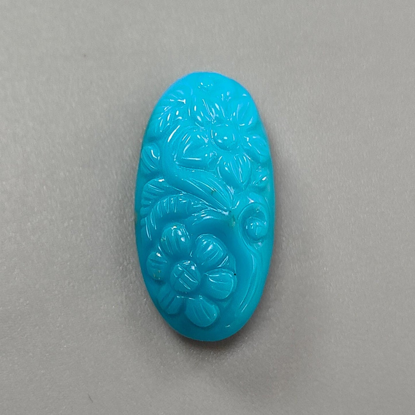 Blue Turquoise Gemstone Carving: 15.70cts Natural Turquoise Hand Carved Oval Shape Cabochon 25*13mm 1pc for Jewelry December Birthstone