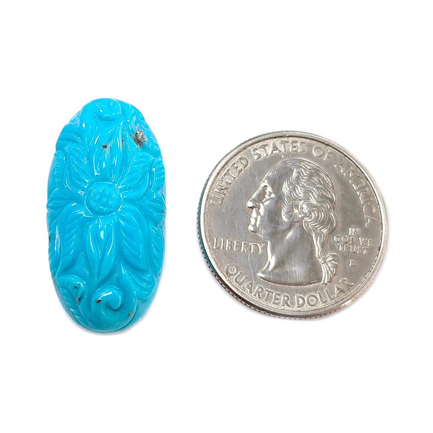Blue Turquoise Gemstone Carving: 24.30cts Natural Turquoise Hand Carved Oval Shape Cabochon 29*14mm 1pc for Jewelry December Birthstone