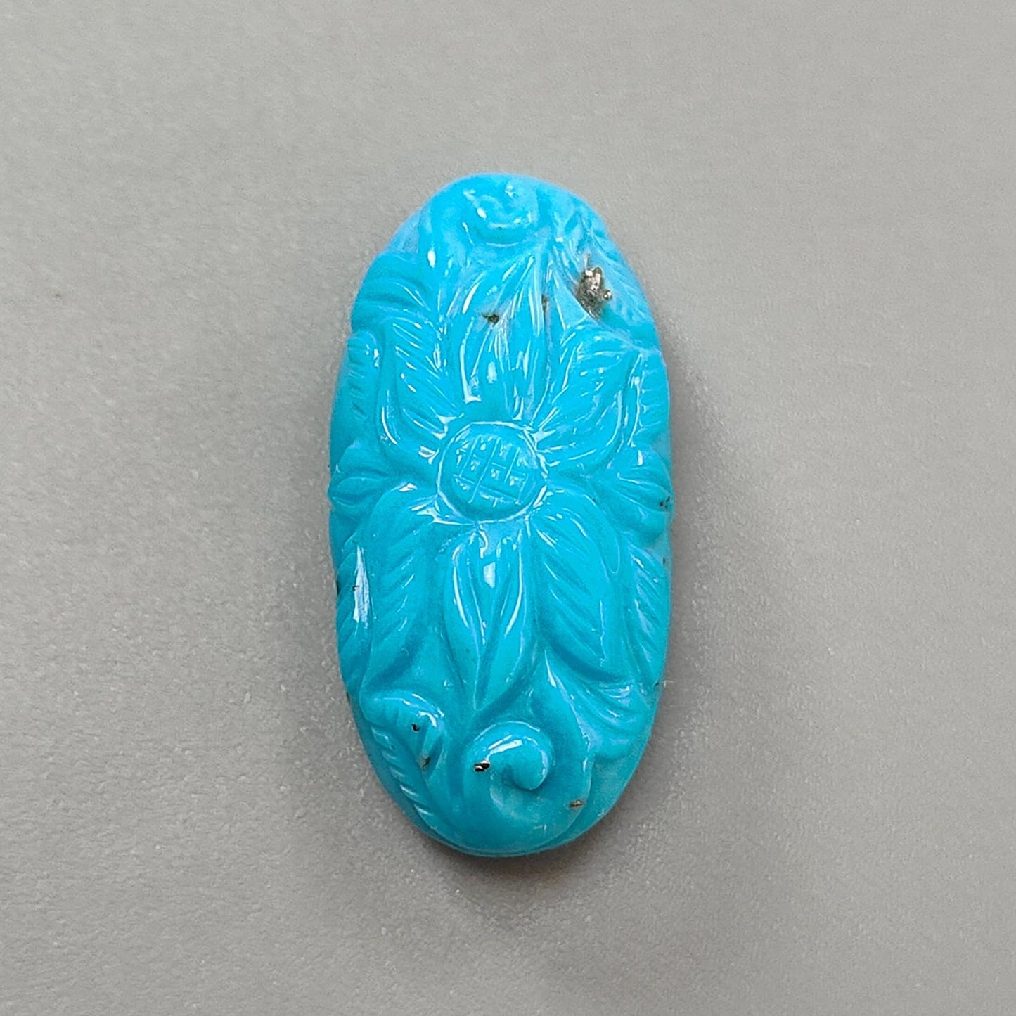 Blue Turquoise Gemstone Carving: 24.30cts Natural Turquoise Hand Carved Oval Shape Cabochon 29*14mm 1pc for Jewelry December Birthstone