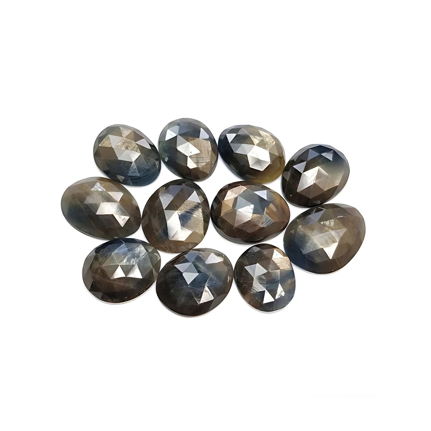 multi sapphire egg shape rose cut slices