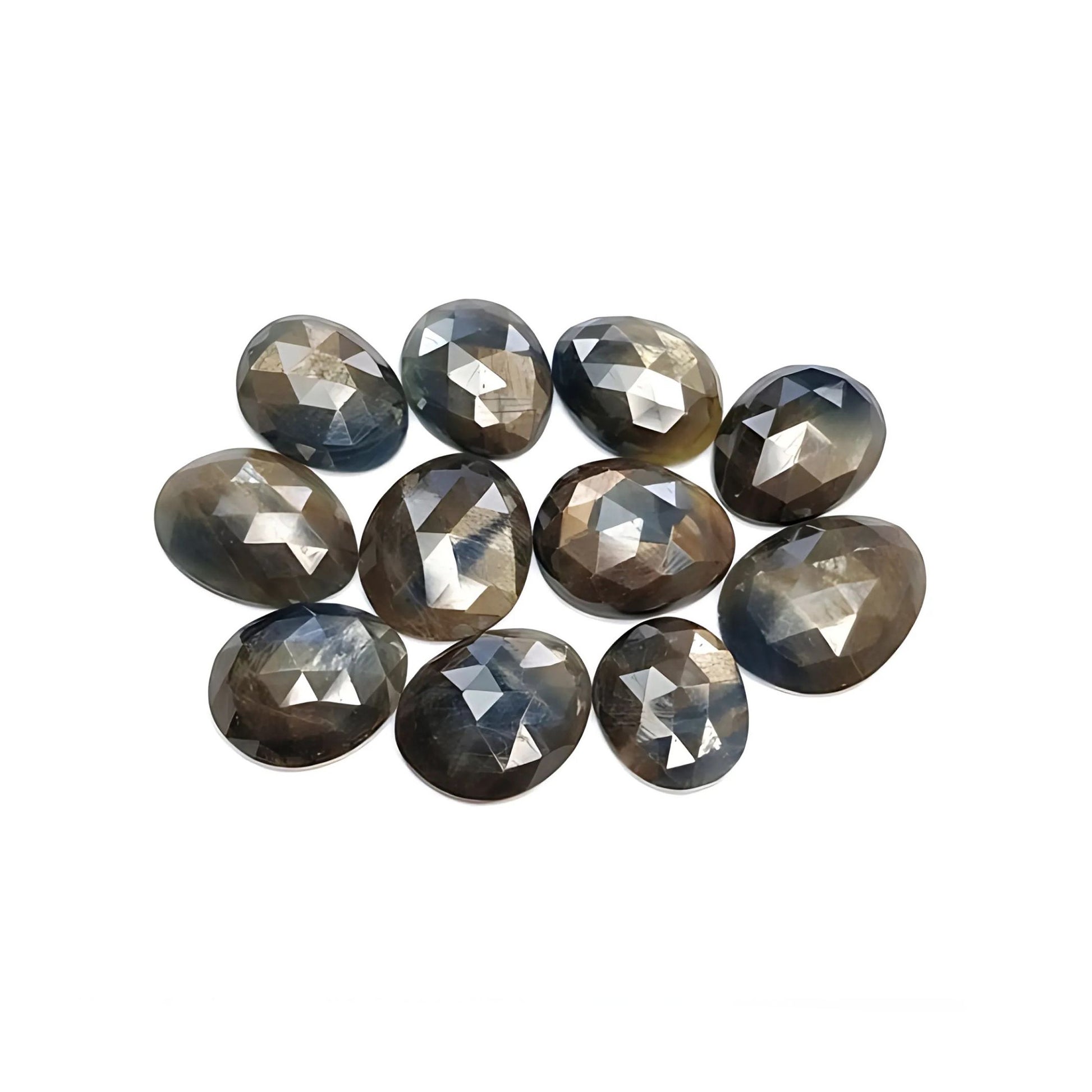multi sapphire egg shape rose cut slices