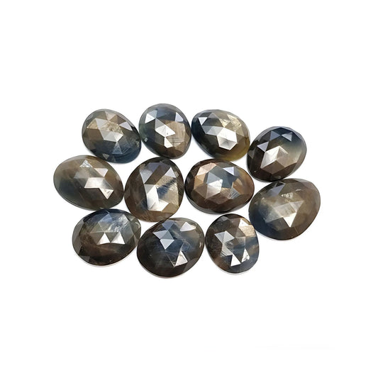 multi sapphire egg shape rose cut slices