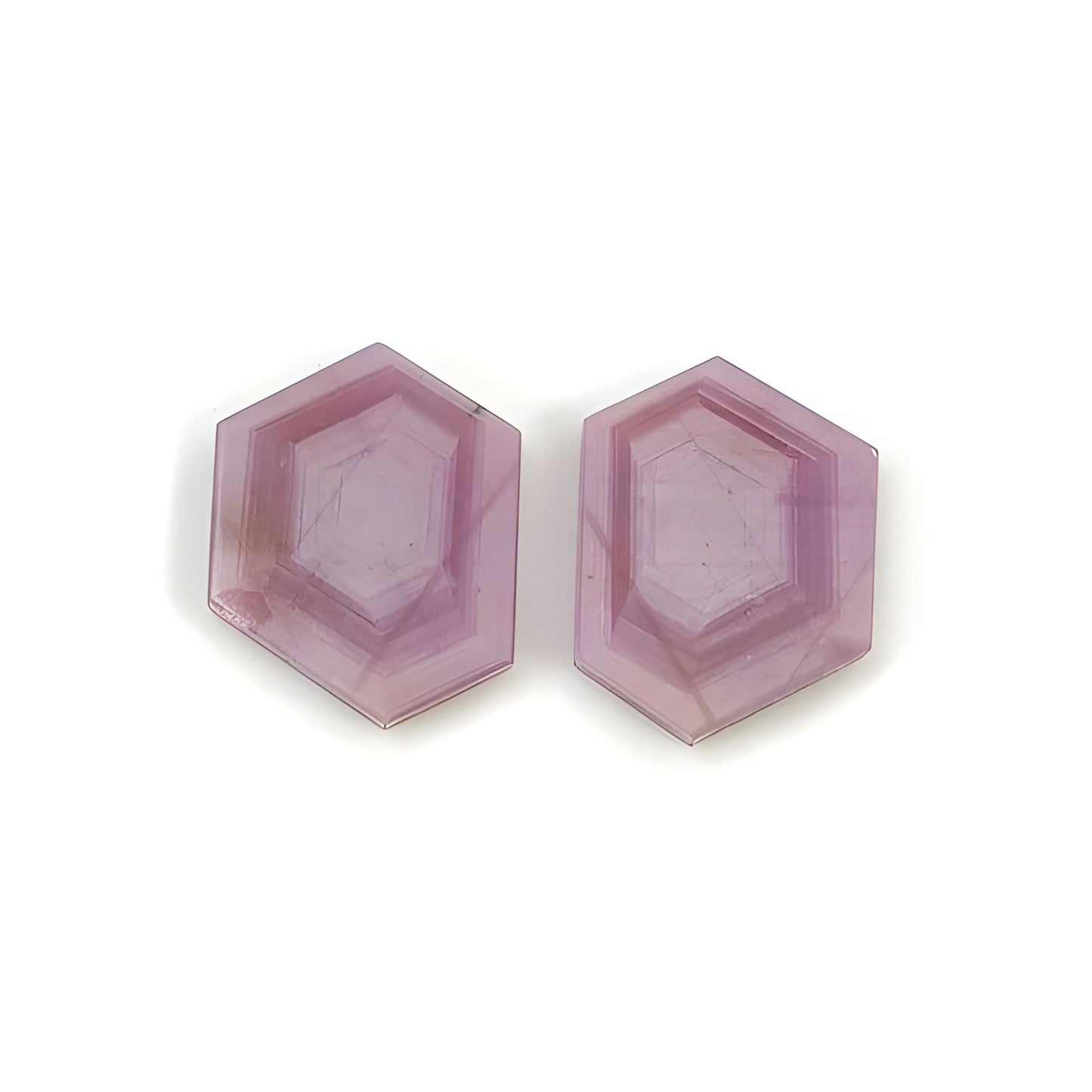 rosemary pink sapphire hexagon flat slices