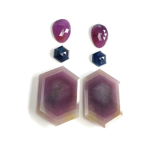 multicolor sapphire hexagon shape faceted cut