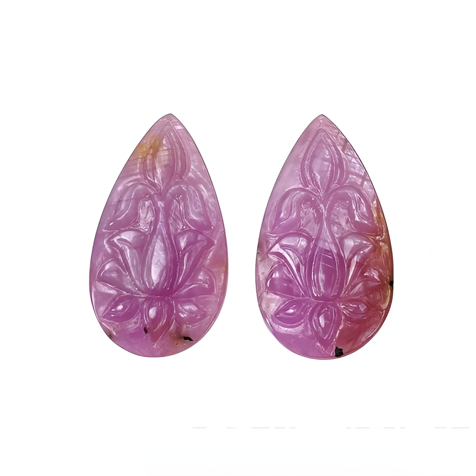 pink sapphire pear shape carving